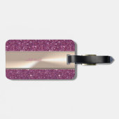 Schattig Schattige roze flamingo op glitterij Bagagelabel (Achterkant horizontaal)