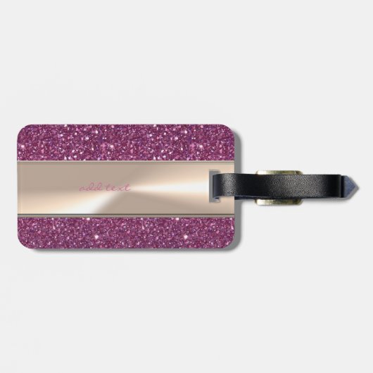 Schattig Schattige roze flamingo op glitterij Bagagelabel (Achterkant horizontaal)