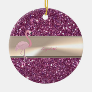 Schattig Schattige roze flamingo op glitterij Keramisch Ornament