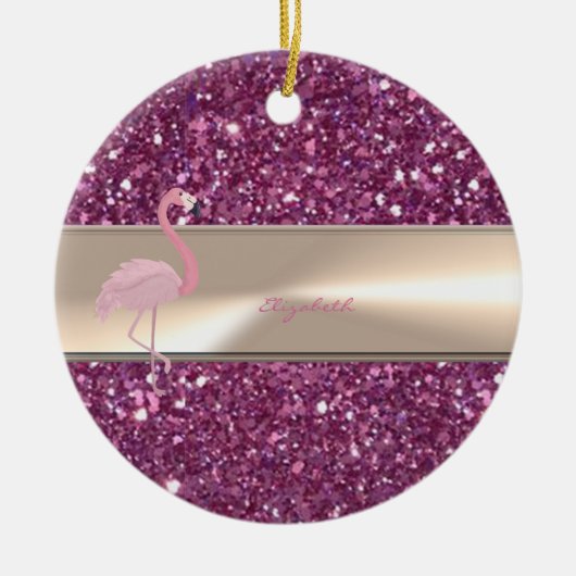 Schattig Schattige roze flamingo op glitterij Keramisch Ornament (Voorkant)