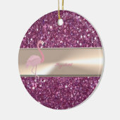 Schattig Schattige roze flamingo op glitterij Keramisch Ornament (Links)