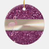 Schattig Schattige roze flamingo op glitterij Keramisch Ornament (Achterkant)