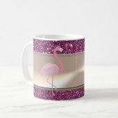 Schattig Schattige roze flamingo op glitterij Koffiemok (Voorkant links)