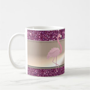 Schattig Schattige roze flamingo op glitterij Koffiemok