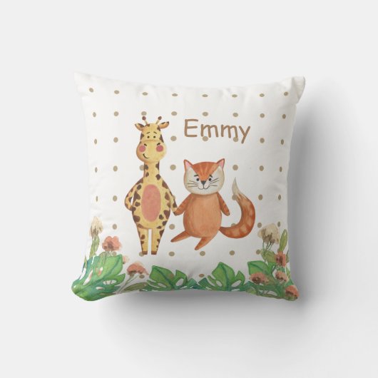 schattig schattige waterverf safari-kwekerij perso kussen (Voorkant)