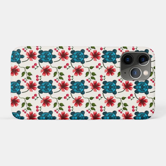 Schattig schildpad bloempatroon Case-Mate iPhone case (Achterkant (horizontaal))