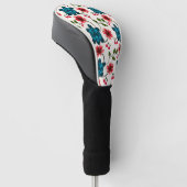 Schattig schildpad bloempatroon golfheadcover (Schuin)