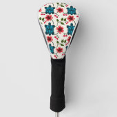 Schattig schildpad bloempatroon golfheadcover (Voorkant)