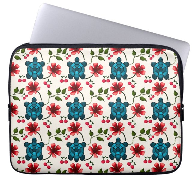 Schattig schildpad bloempatroon   laptop sleeve (Voorkant)