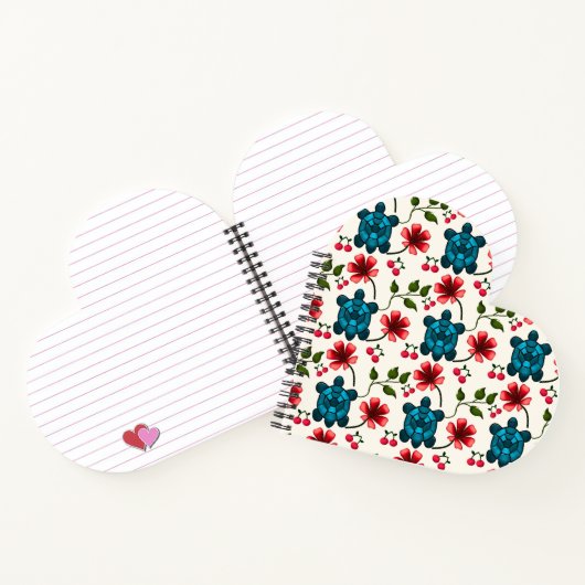 Schattig schildpad bloempatroon notitieboek (Binnen)