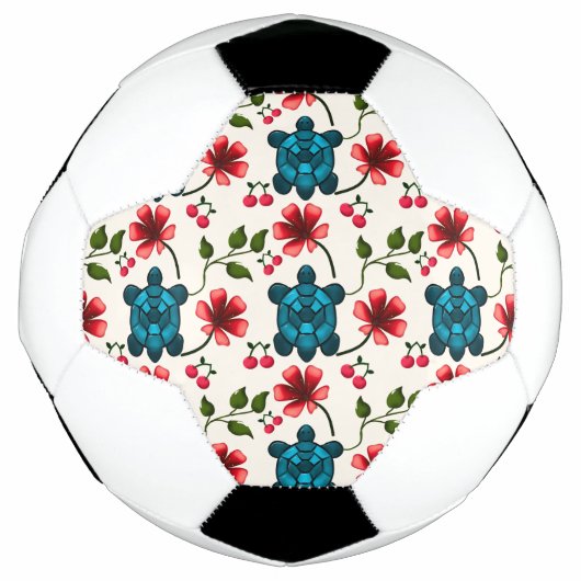 Schattig schildpad bloempatroon   voetbal (Voorkant)