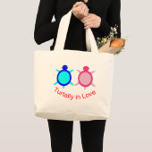 Schattig Schildpad Koppel Grote Tote Bag (Voorkant (product))