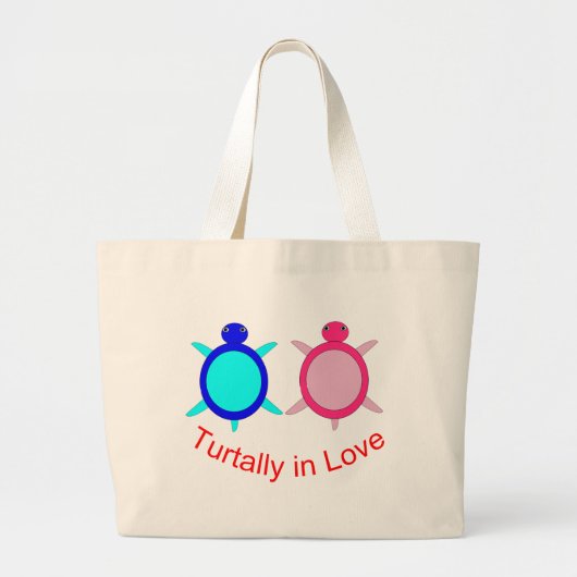 Schattig Schildpad Koppel Grote Tote Bag (Voorkant)