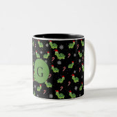 schattig schildpad Santa Kerstmis patroon Tweekleurige Koffiemok (Voorkant rechts)