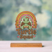 Schattig Schildpad Team Regenboog Bloem Vector Des Acryl Bord (Neutraal)