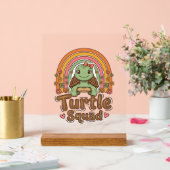 Schattig Schildpad Team Regenboog Bloem Vector Des Acryl Bord (Huwelijk)