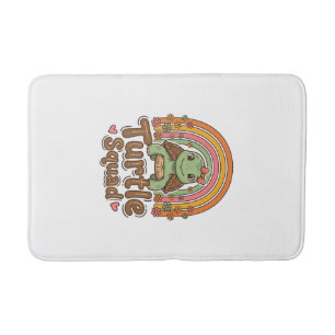 Schattig Schildpad Team Regenboog Bloem Vector Des Badmat