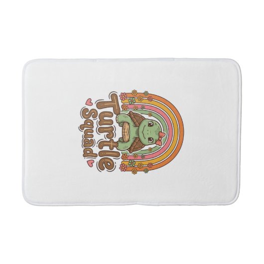 Schattig Schildpad Team Regenboog Bloem Vector Des Badmat (Voorkant)