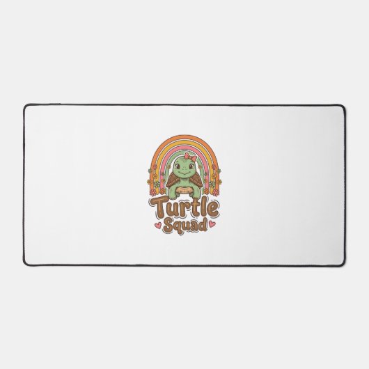 Schattig Schildpad Team Regenboog Bloem Vector Des Bureaumat (Voorkant)
