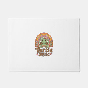 Schattig Schildpad Team Regenboog Bloem Vector Des Deurmat