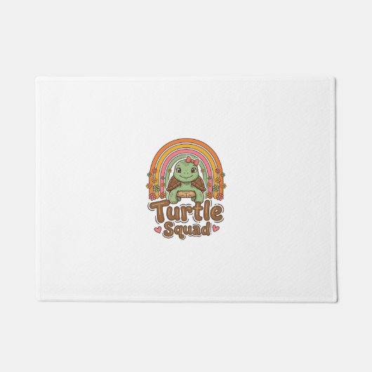 Schattig Schildpad Team Regenboog Bloem Vector Des Deurmat (Voorkant)