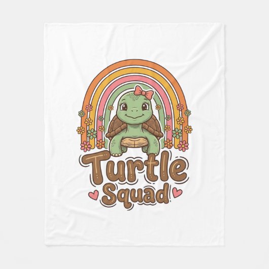 Schattig Schildpad Team Regenboog Bloem Vector Des Fleece Deken (Voorkant)