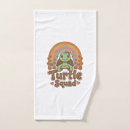 Schattig Schildpad Team Regenboog Bloem Vector Des Handdoek (Handdoek)