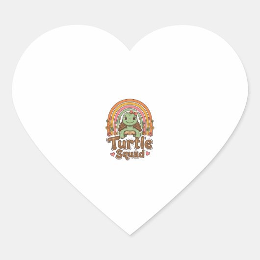 Schattig Schildpad Team Regenboog Bloem Vector Des Hart Sticker (Voorkant)