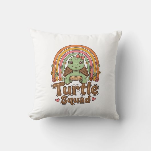 Schattig Schildpad Team Regenboog Bloem Vector Des Kussen (Voorkant)