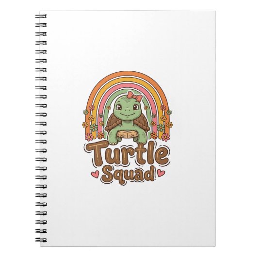 Schattig Schildpad Team Regenboog Bloem Vector Des Notitieboek (Voorkant)