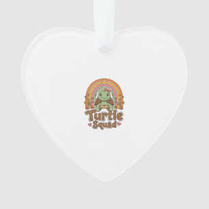 Schattig Schildpad Team Regenboog Bloem Vector Des Ornament
