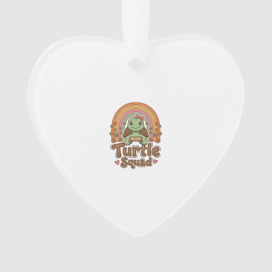 Schattig Schildpad Team Regenboog Bloem Vector Des Ornament (voorkant)