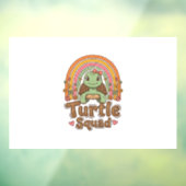 Schattig Schildpad Team Regenboog Bloem Vector Des Raamsticker (Vel 3)