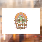 Schattig Schildpad Team Regenboog Bloem Vector Des Raamsticker (Vel 2)