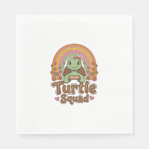 Schattig Schildpad Team Regenboog Bloem Vector Des Servet