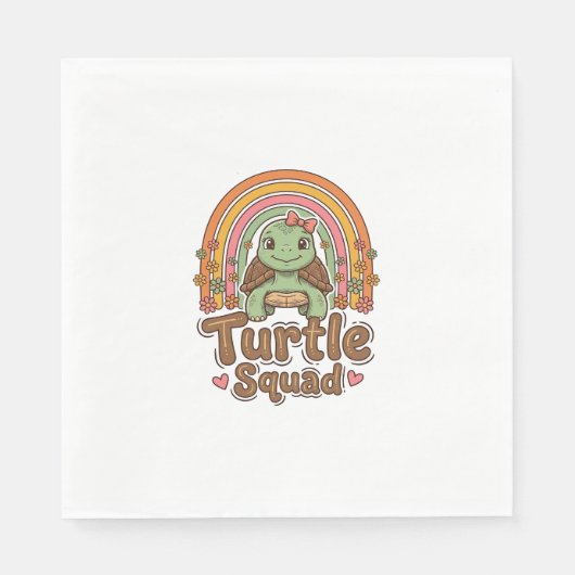 Schattig Schildpad Team Regenboog Bloem Vector Des Servet (Voorkant)