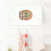 Schattig Schildpad Team Regenboog Bloem Vector Des Spandoek (Insitu)