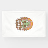 Schattig Schildpad Team Regenboog Bloem Vector Des Spandoek (Horizontaal)