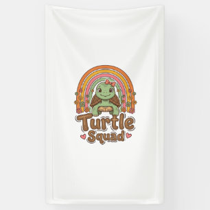 Schattig Schildpad Team Regenboog Bloem Vector Des Spandoek