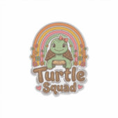 Schattig Schildpad Team Regenboog Bloem Vector Des Sticker (Voorkant)
