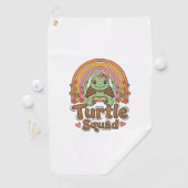 Schattig Schildpad Team Regenboog Bloem Vector Ont Golfhanddoek (Insitu)