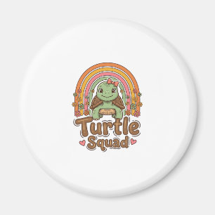 Schattig Schildpad Team Regenboog Bloem Vector Ont Magneet