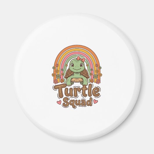 Schattig Schildpad Team Regenboog Bloem Vector Ont Magneet (Voorkant)