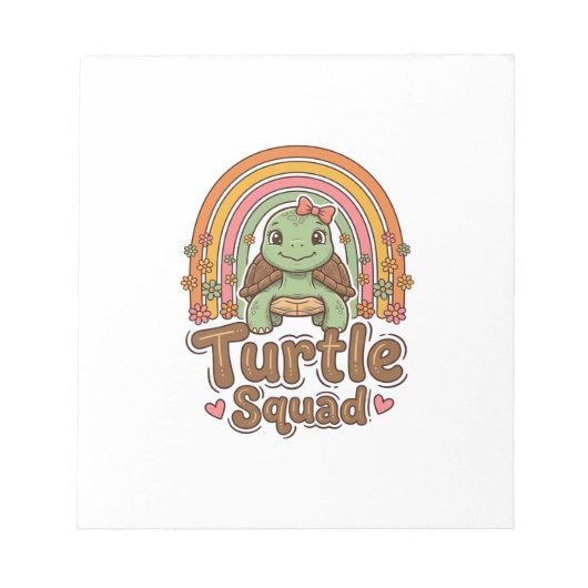 Schattig Schildpad Team Regenboog Bloem Vector Ont Notitieblok (Voorkant)