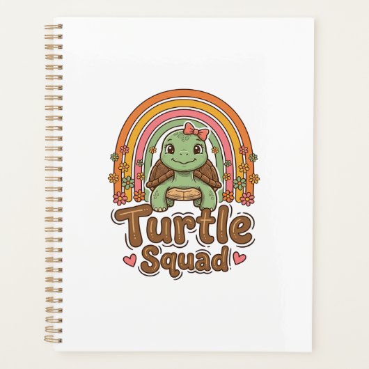 Schattig Schildpad Team Regenboog Bloem Vector Ont Planner (Voorkant)