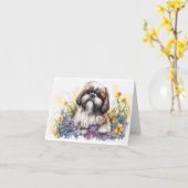 Schattig Schip Tzu Blank Wenskaart Kaart (Gele Bloem)