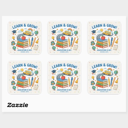 Schattig school element sticker Leren & Groeien On (Vel)