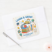 Schattig school element sticker Leren & Groeien On (Envelop)