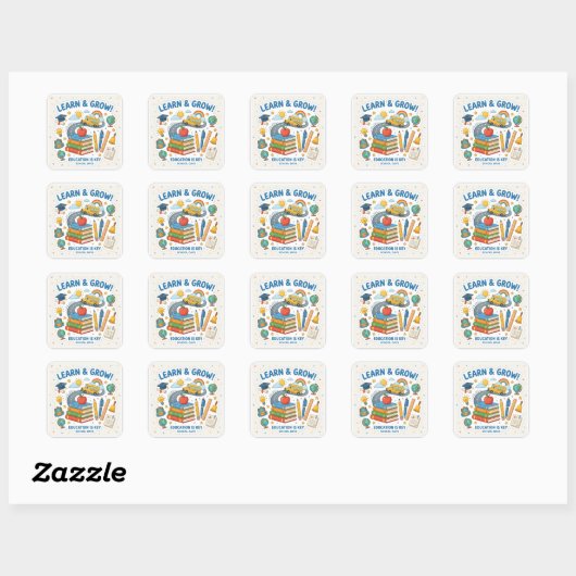 Schattig school element sticker Leren & Groeien On (Vel)