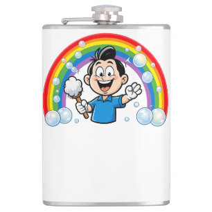 Schattig Schoonmaakmasker Regenboog Cartoon Ontwer Heupfles